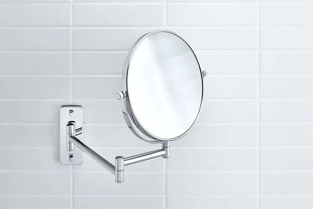 Miroir Simple|Duravit Miroir mural cosmétique sur bras mobile et orientable en laiton chromé - 20cm - support 31cm - D-Code