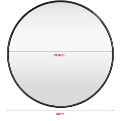Helloshop26 Miroir mural diamètre 40 cm cadre aluminium noir