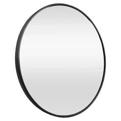 Helloshop26 Miroir mural diamètre 60 cm cadre aluminium noir