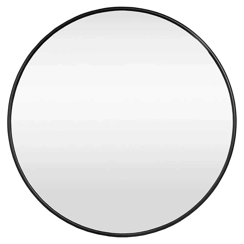 Helloshop26 Miroir mural diamètre 60 cm cadre aluminium noir