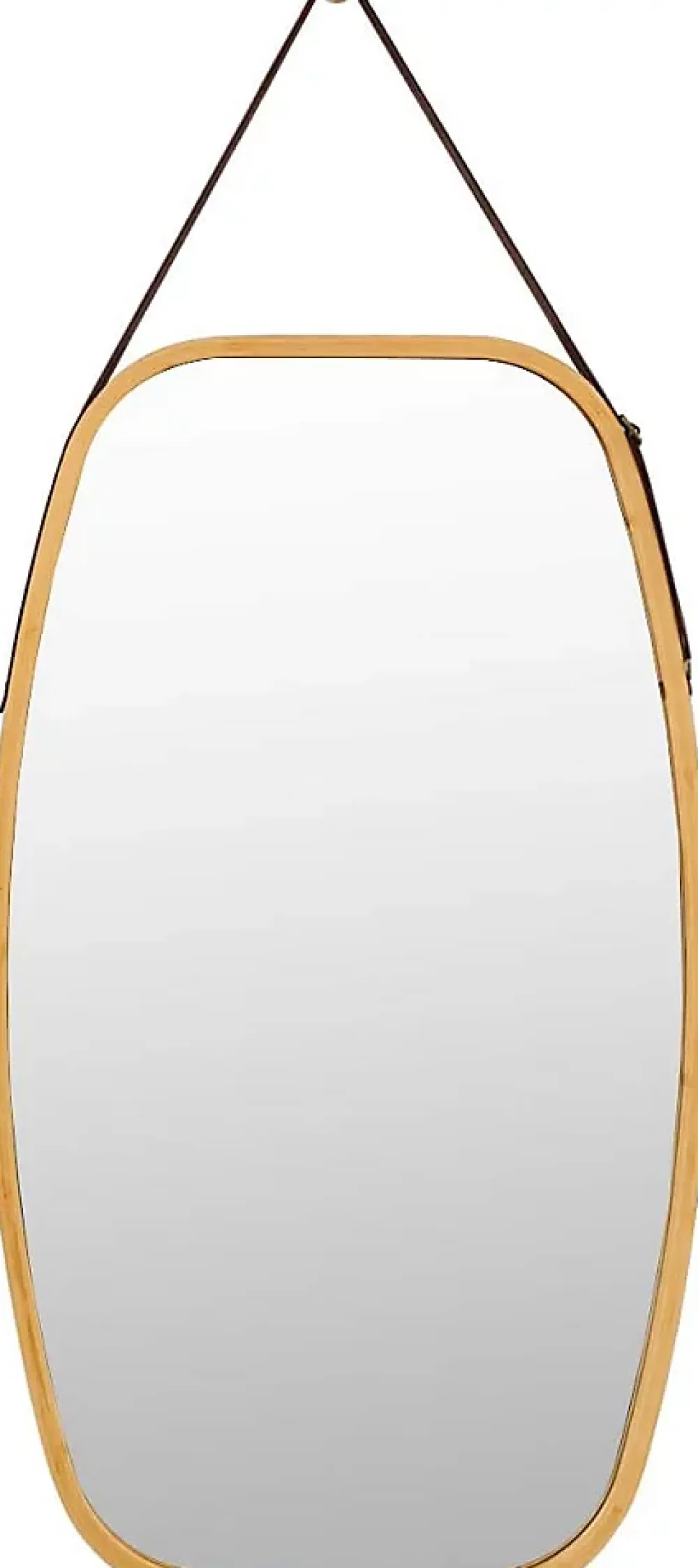 Giantex Miroir Mural en Aluminium avec Cadre en Bambou,Grand Miroir avec Film Antideflagrant, Arrondie avec Cadre en Bambou,