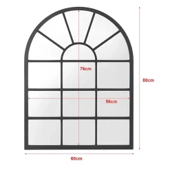 Helloshop26 Miroir mural forme fenêtre arrondie 80 noir