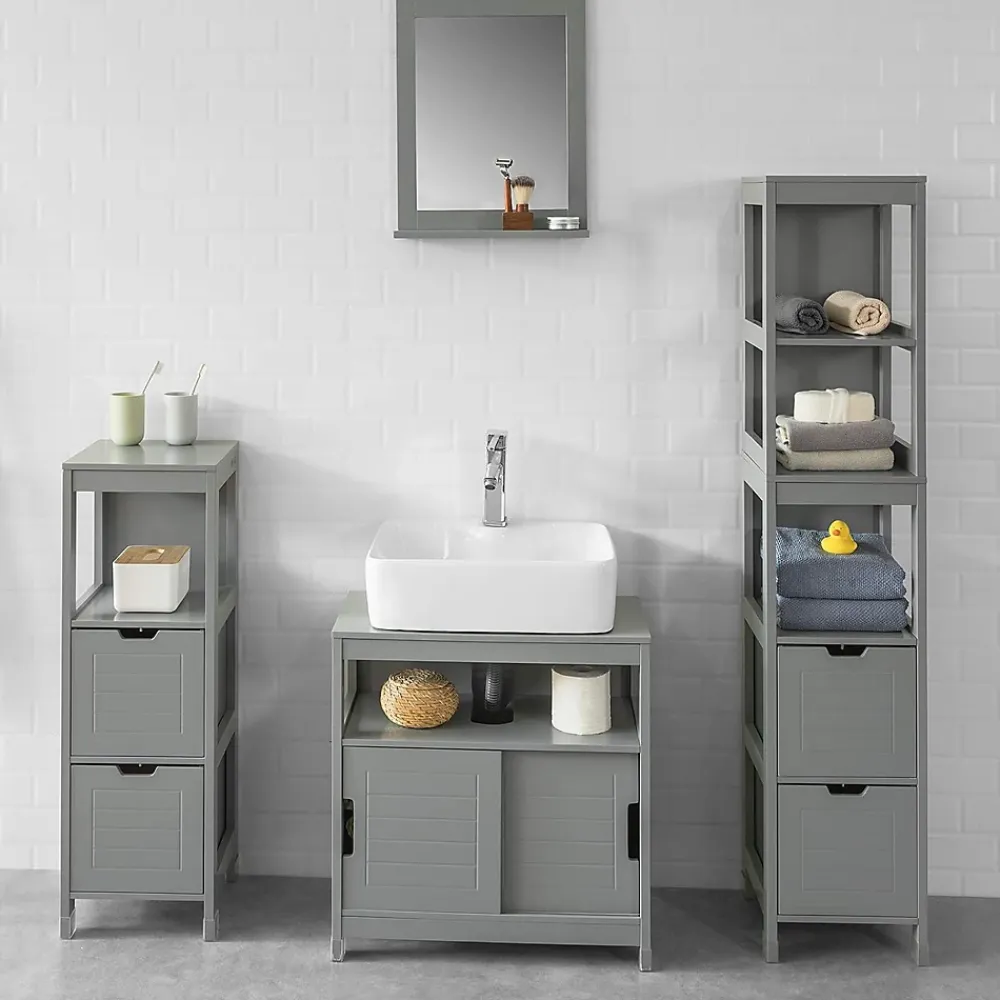 Sobuy Miroir Mural Meuble Salle de Bain avec 1 étage Plateau, FRG129-SG,
