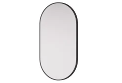 Miroir Simple|Bernstein Miroir mural oval design de salle de bain avec cadre en aluminium noir - 8144B - 55x100cm