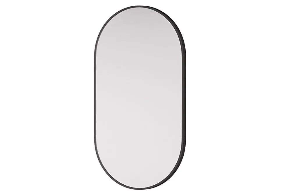 Miroir Simple|Bernstein Miroir mural oval design de salle de bain avec cadre en aluminium noir - 8144B - 55x100cm