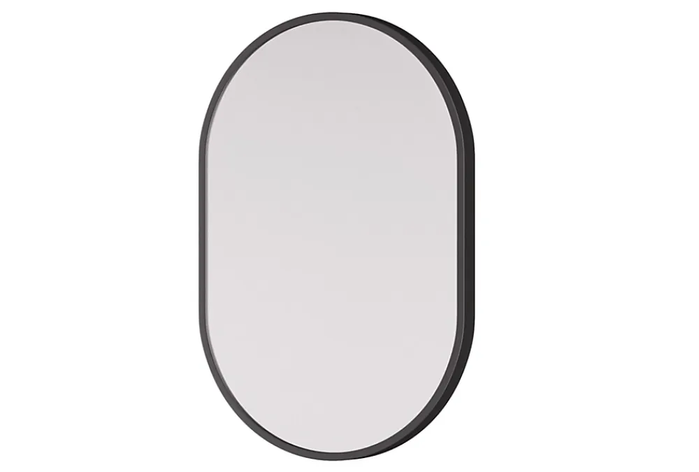 Miroir Simple|Bernstein Miroir mural oval design de salle de bain avec cadre en aluminium noir - 8144B - 40x60cm