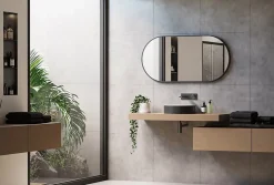 Bernstein Miroir mural oval design de salle de bain avec cadre en aluminium noir - 8144B - 60x120cm