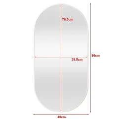 Helloshop26 Miroir mural ovale 40 x 80 blanc