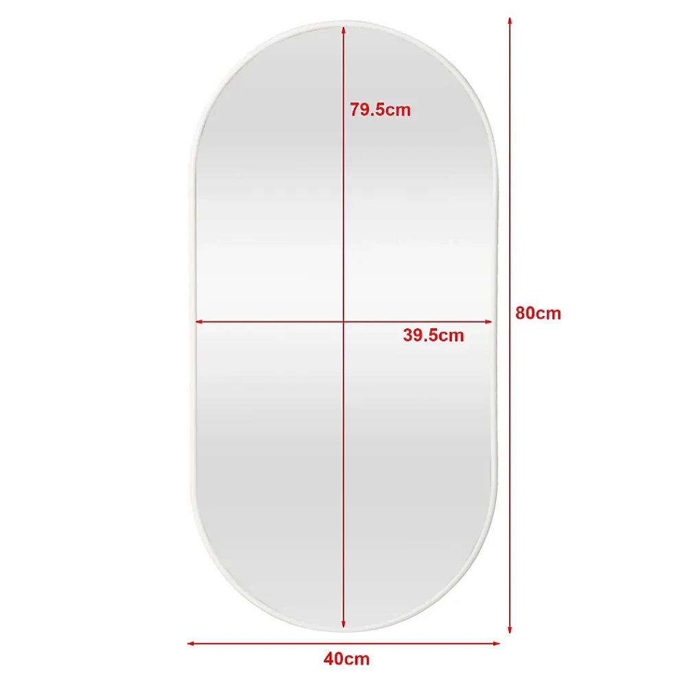 Helloshop26 Miroir mural ovale 40 x 80 blanc