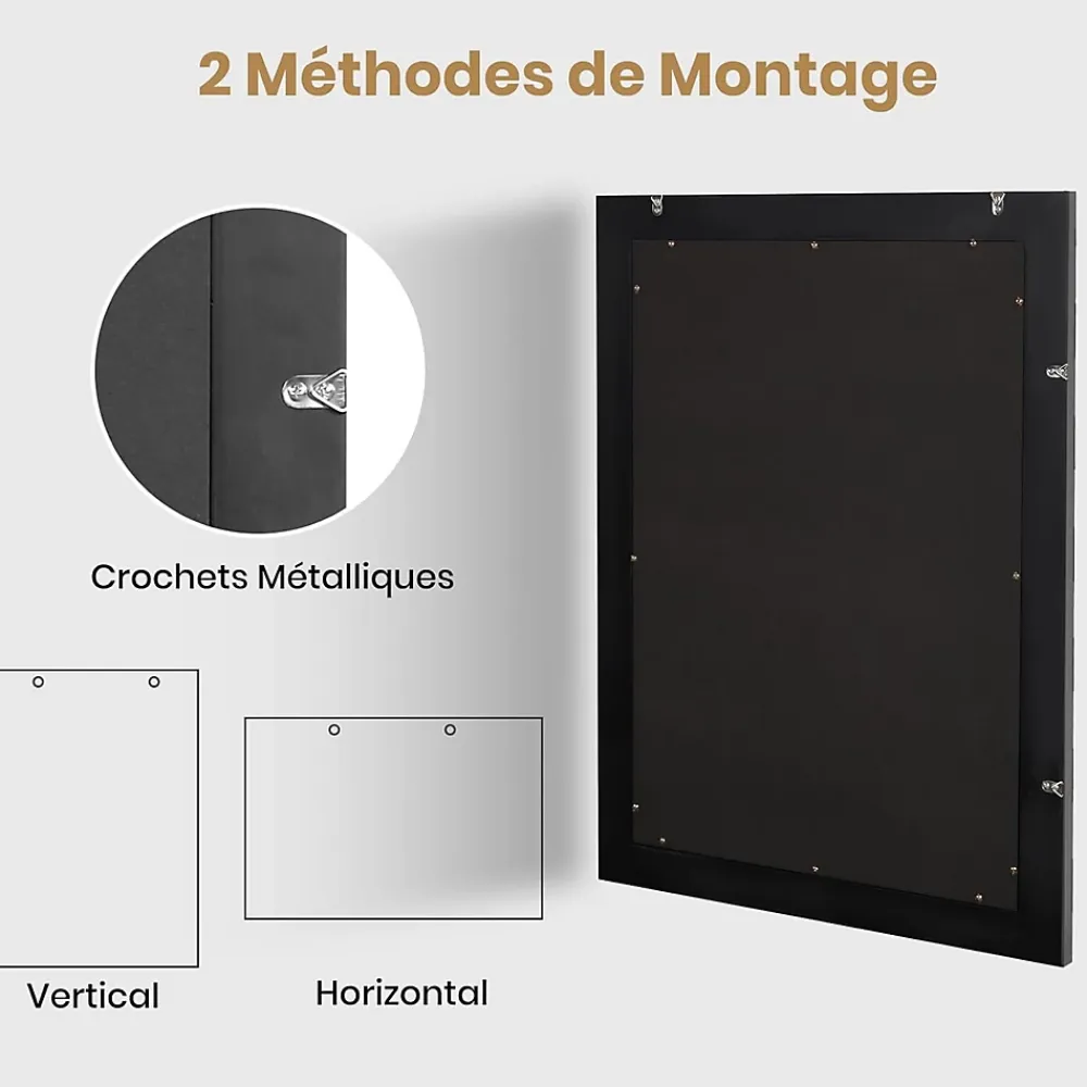 Miroir Grossissant|Giantex Miroir Mural Rectangulaire 80 x 60 Cm (L x l) avec Cadre en Bois d'Hévéa Naturel,Crochets Métalliques, pour Salle de Bain,Chambre