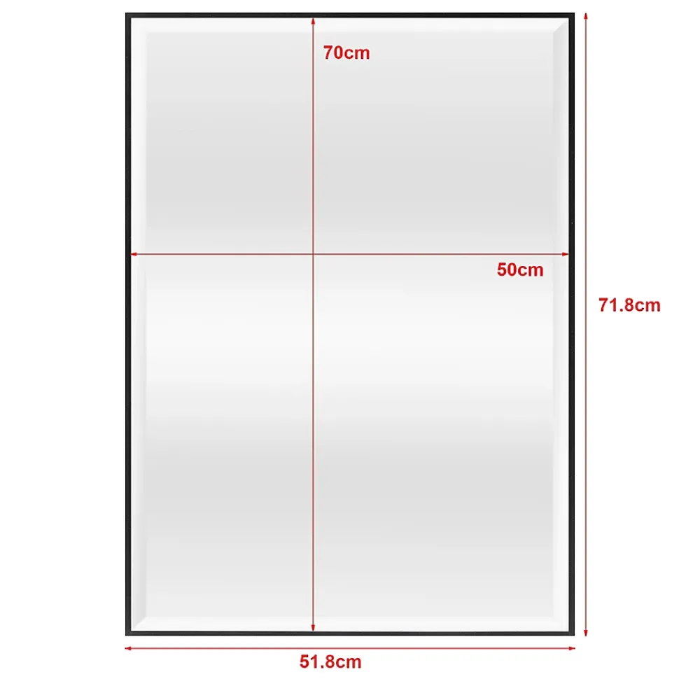 Helloshop26 Miroir mural rectangulaire 72 x 52 noir