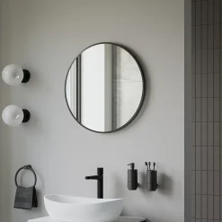 Miroir Simple|Bernstein Miroir mural rond design de salle de bain, cadre en aluminium, verre 4mm - 8232 - Couleur et Noir, 60cm