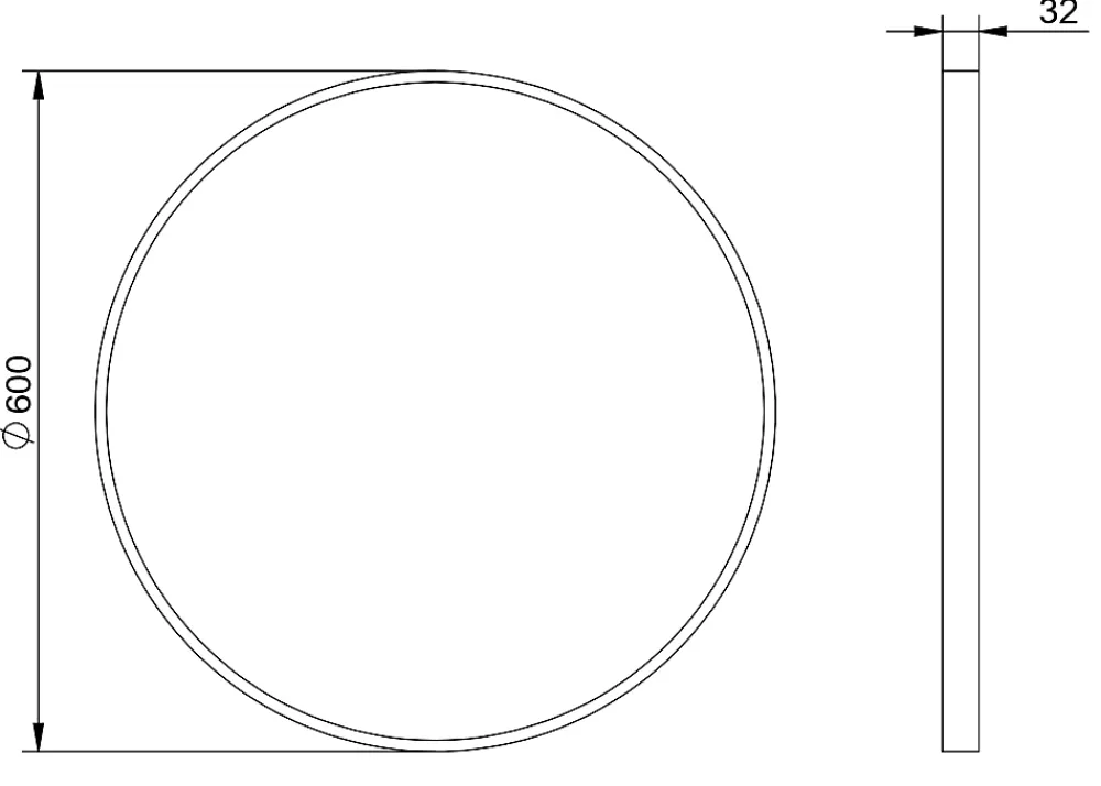 Miroir Simple|Bernstein Miroir mural rond design de salle de bain, cadre en aluminium, verre 4mm - 8232 - Couleur et Noir, 60cm