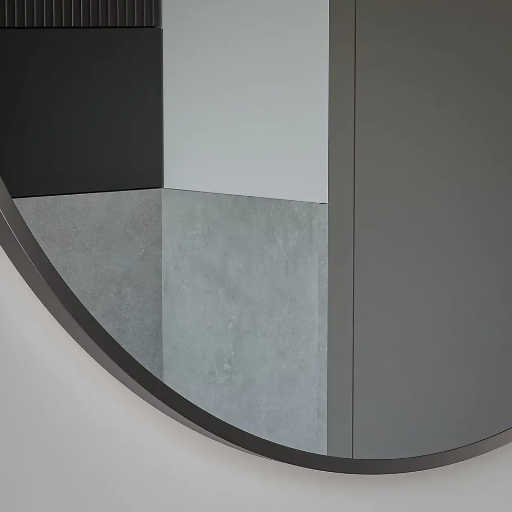 Miroir Simple|Bernstein Miroir mural rond design de salle de bain, cadre en aluminium, verre 4mm - 8232 - Couleur et Noir, 80cm