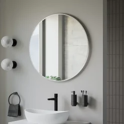 Bernstein Miroir mural rond design de salle de bain, cadre en aluminium, verre 4mm - 8232 - Couleur et Blanc, 80cm