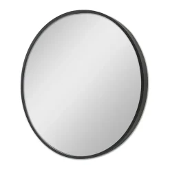 Helloshop26 Miroir mural rond diamètre 50 cm noir