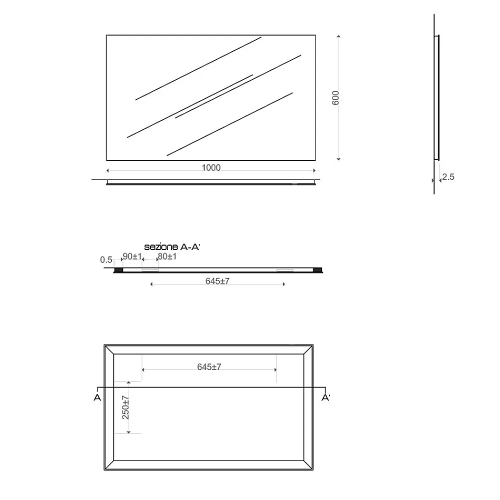 Kiamami Valentina Miroir Mural 100X60 Avec Bord Anti-Coupure