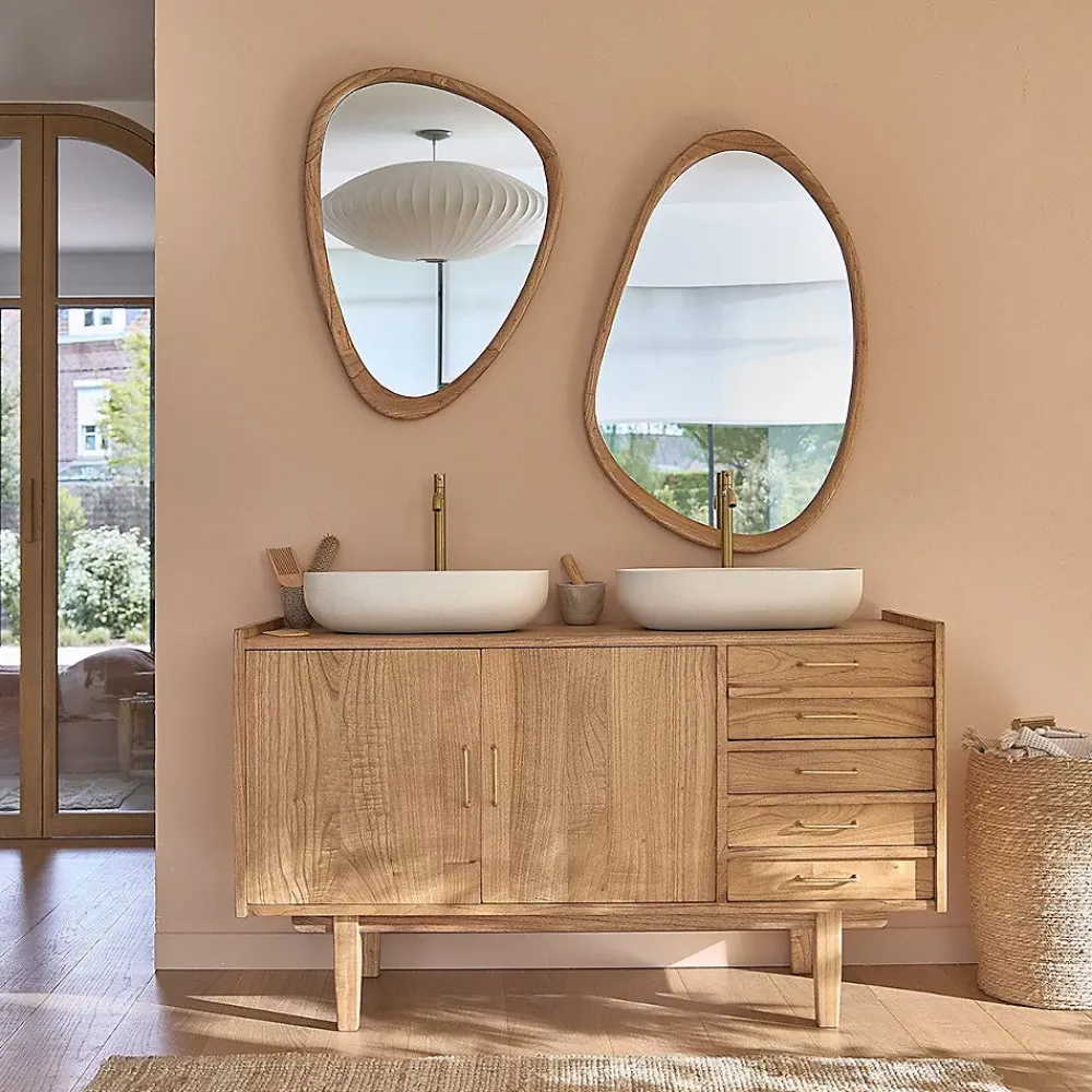 Miroir Simple|Berah Getah Miroir organique en mindi massif 75x60 cm