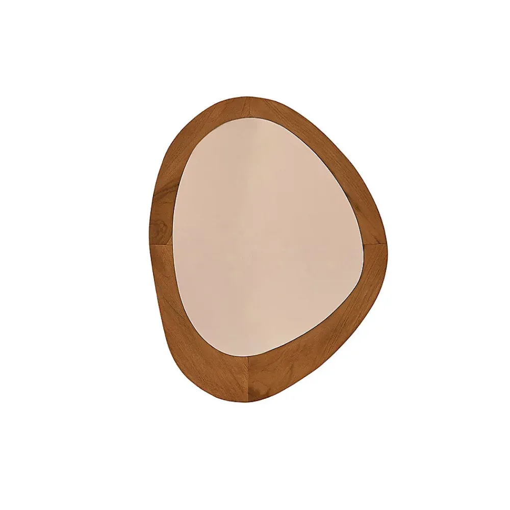 Berah Getah Miroir organique en teck massif 75x60 cm