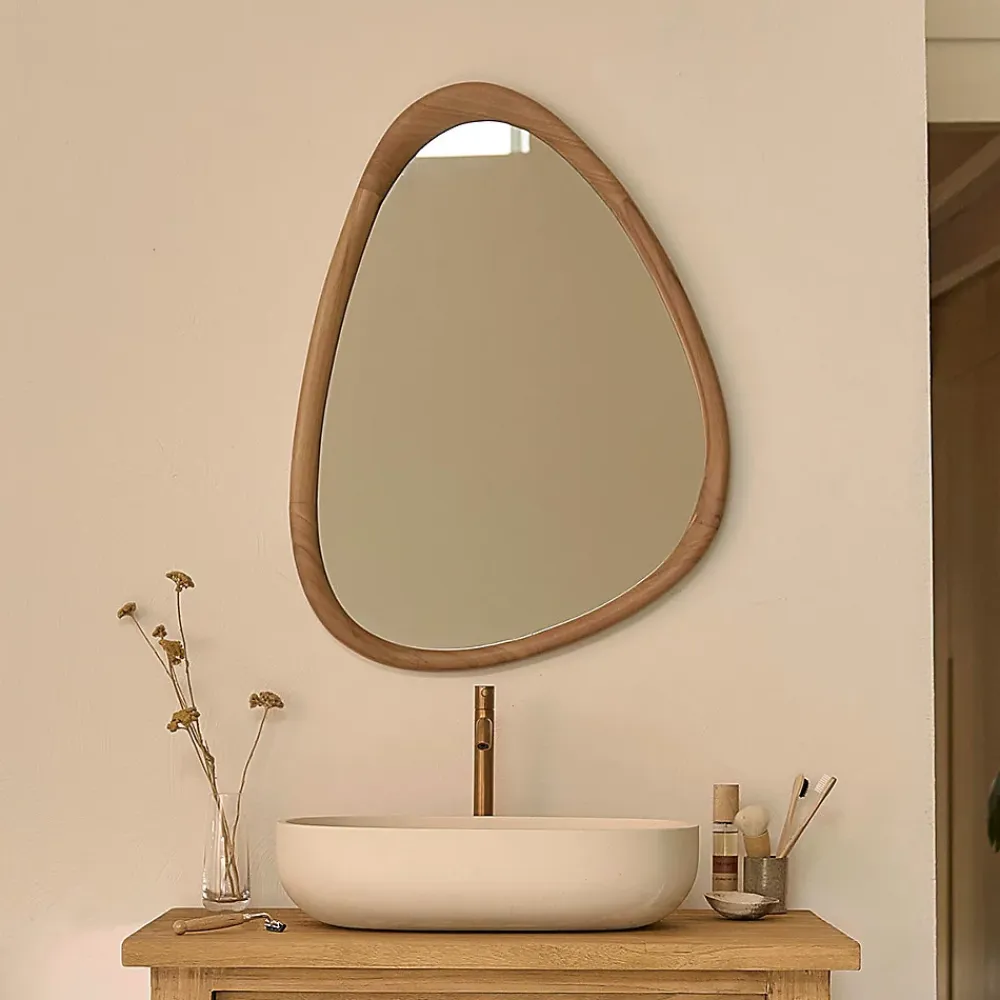 Miroir Simple|Berah Getah Miroir organique en teck massif 75x60 cm