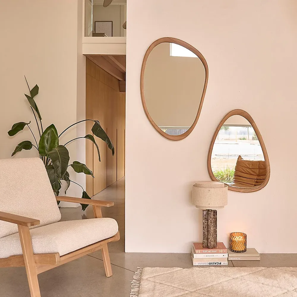 Miroir Simple|Berah Getah Miroir organique en teck massif 75x60 cm