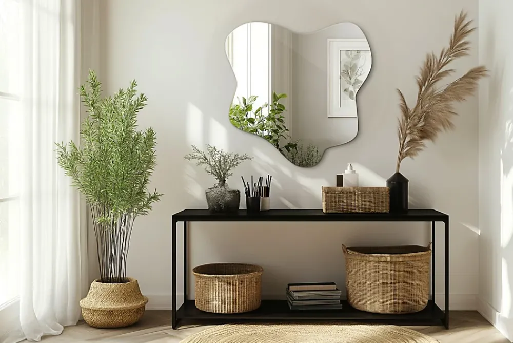 Miroir Simple|Tulup Miroir organique 68 x 67 cm idéal pour maquillage et salle de bain