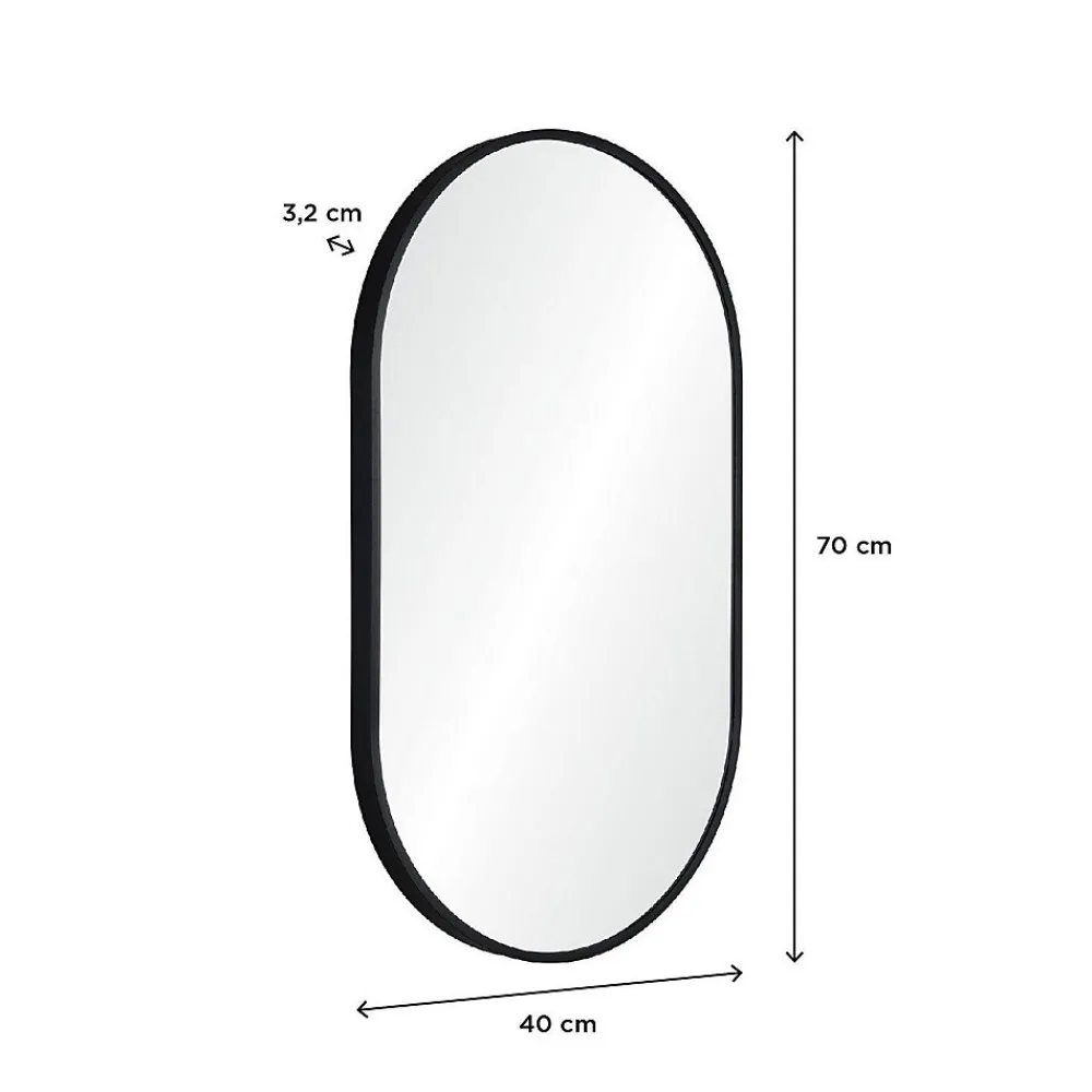 Mob-In Miroir ovale 40 x 70 cm PEPPER Noir