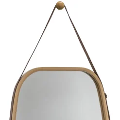 Miroir Simple|5Five Miroir ovale lanière cuir 77x43cm -
