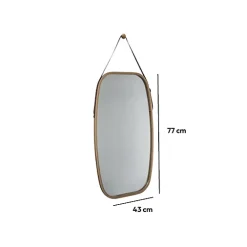 Miroir Simple|5Five Miroir ovale lanière cuir 77x43cm -