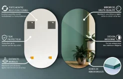 Miroir Simple|Tulup Miroir ovale 40x70 cm mural salle de bain 1 pièce