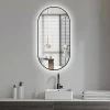 Saniland Miroir rectangle arrondi 50x100 cm lumière d'ambiance LED 2700 à 6000 K anti-buée cadre aluminium noir