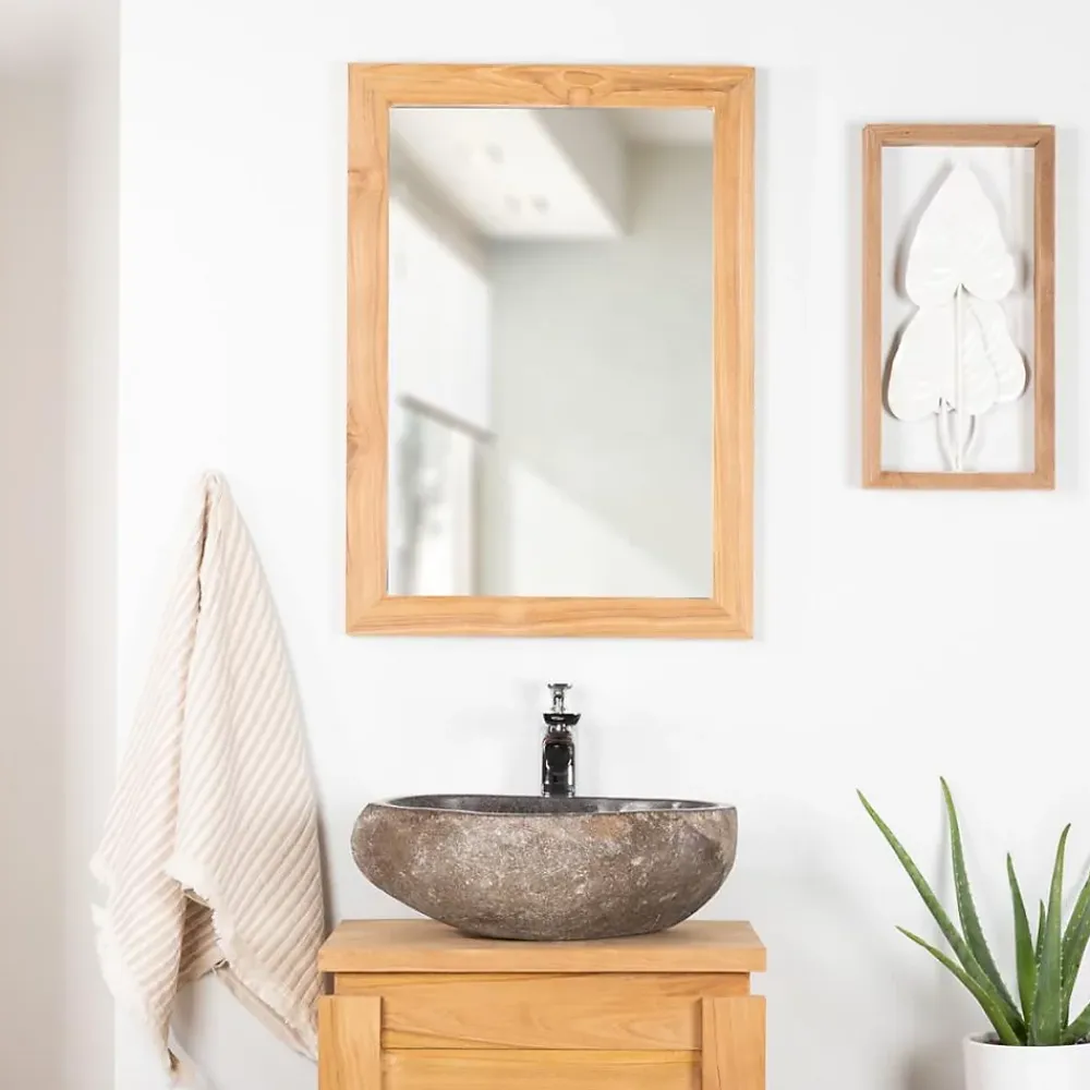 Miroir Simple|Wanda Collection Miroir rectangle en teck massif 70x50 cm
