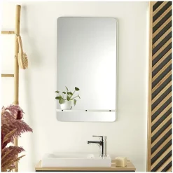 Miroir Simple|Mob-In Miroir rectangulaire 40 x 70 cm SIMONA avec tablette en métal