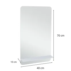 Miroir Simple|Mob-In Miroir rectangulaire 40 x 70 cm SIMONA avec tablette en métal