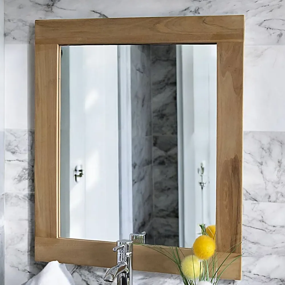 Wildwater Miroir rectangulaire en teck massif Lazy 60 x 70 cm