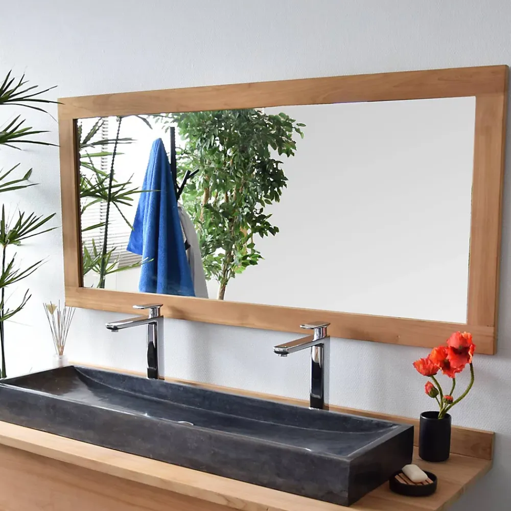Wildwater Miroir rectangulaire en teck massif Lazy 150 x 70 cm