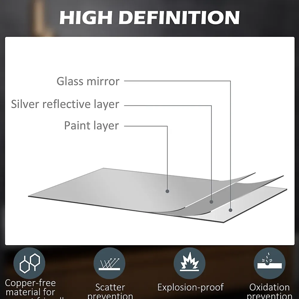 kleankin Miroir rectangulaire mural LED salle de bain - 70x50cm - 3 couleurs luminosité réglable tactile système antibuée blanc transparent