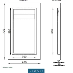 Stano Miroir rectangulaire sans cadre DORIA largeur 40 cm