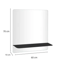 Miroir Simple|Mob-In Miroir rectangulaire SORRENTO avec tablette en métal