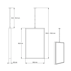 Miroir Simple|Bernstein Miroir rectangulaire suspendu cadre aluminium noir, rotation 360, réglable en hauteur, pour salle de bain - 50x80cm - 2145