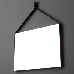 Kiamami Valentina Miroir Rectangulaire 70X50 Cm Avec Cadre En Cuir Noir Design Moderne