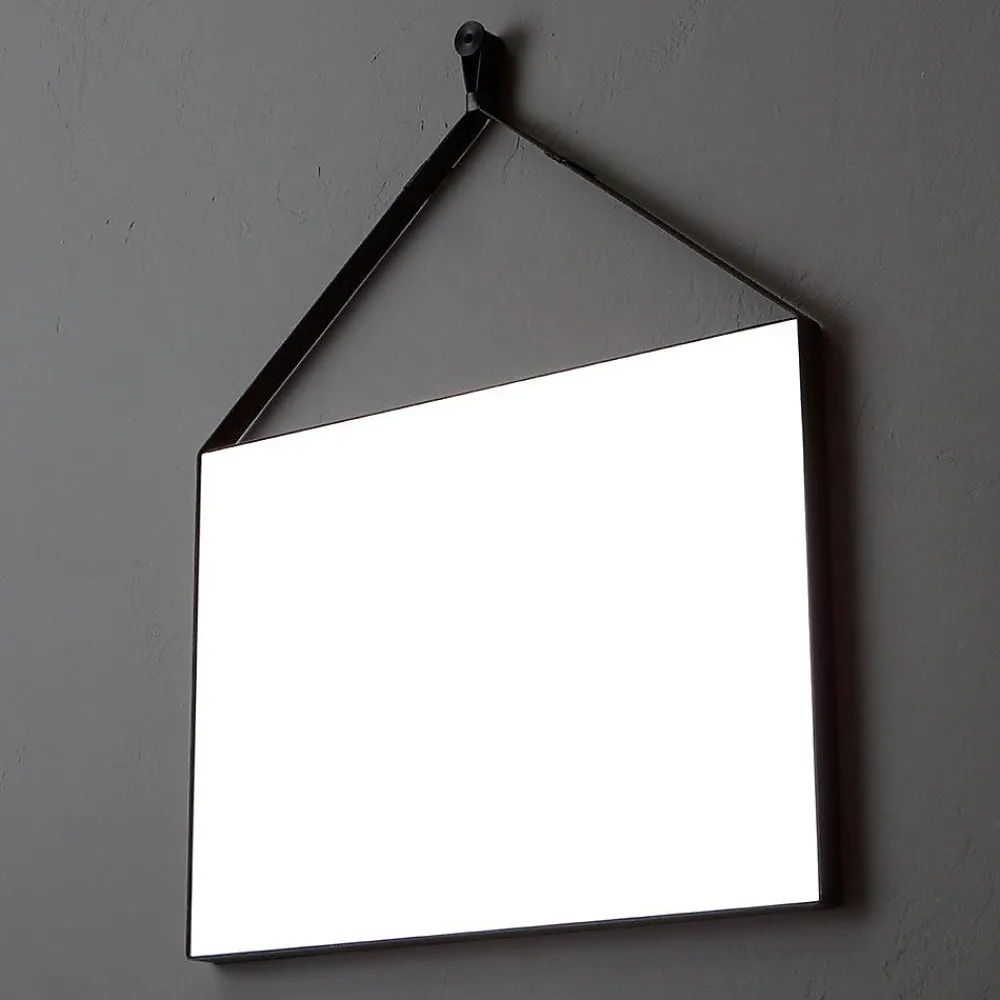 Kiamami Valentina Miroir Rectangulaire 70X50 Cm Avec Cadre En Cuir Noir Design Moderne