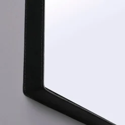 Kiamami Valentina Miroir Rectangulaire 70X50 Cm Avec Cadre En Cuir Noir Design Moderne
