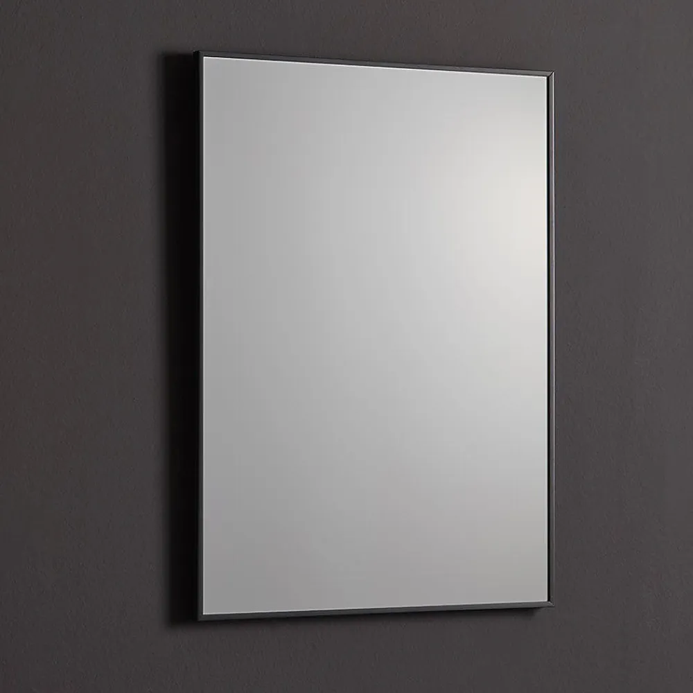 Miroir Grossissant|Kiamami Valentina Miroir Rectangulaire 50X70 Cm Avec Cadre En Pvc Et Bordure Noire Mate