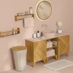 Miroir Simple|5Five Miroir rond à led 57cm Bambou -