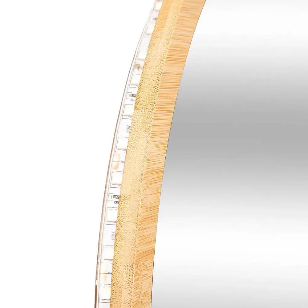 Miroir Simple|5Five Miroir rond à led 57cm Bambou -