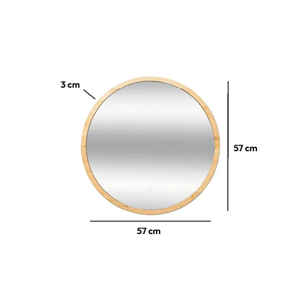 Miroir Simple|5Five Miroir rond à led 57cm Bambou -
