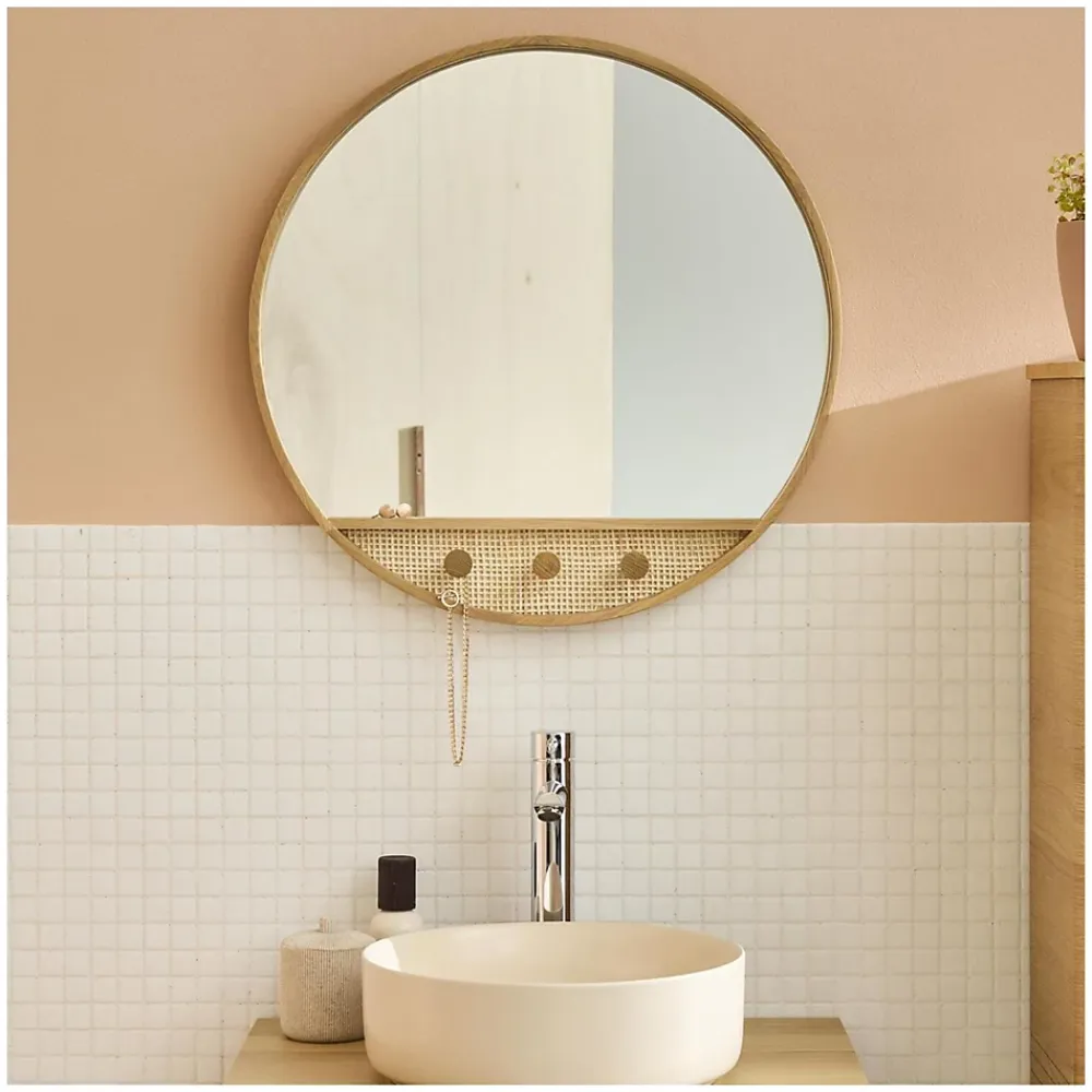 Mob-In Miroir rond chêne NESTO 60x60cm