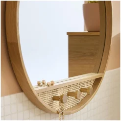 Mob-In Miroir rond chêne NESTO 60x60cm