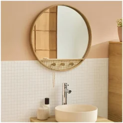 Mob-In Miroir rond chêne NESTO 60x60cm